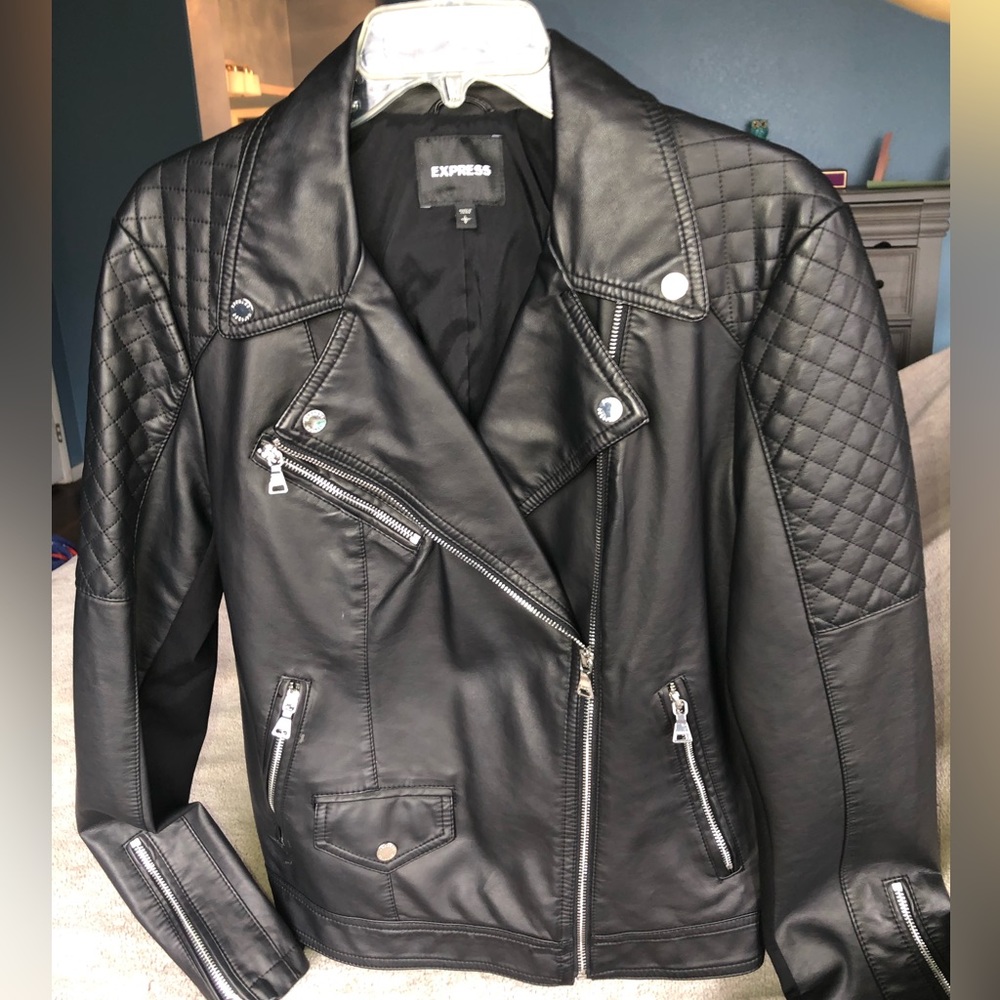 Express faux leather black jacket - Women’s size L